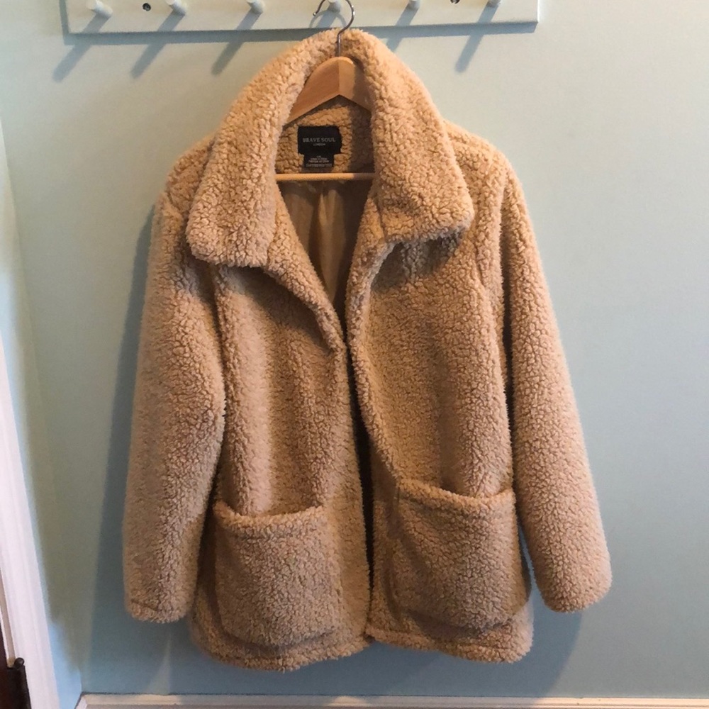 Fluffy beige coat